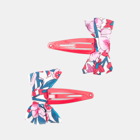 Duo de barrettes bébé fille noeud en tissu Liberty