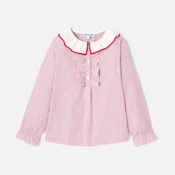 Blouse enfant fille en popeline rayée