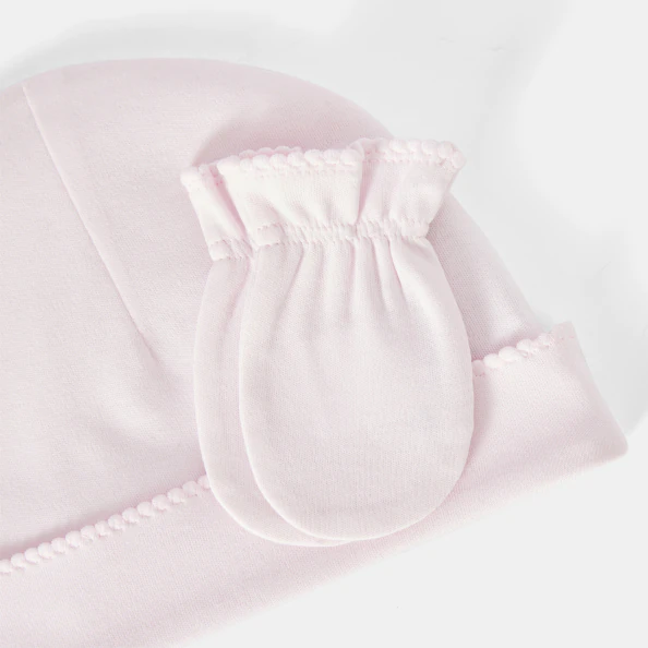 Ensemble bonnet et moufles naissance