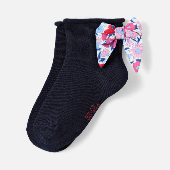 Chaussettes bébé fille noeud en tissu Liberty