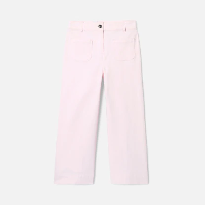 Pantalon large enfant fille en twill