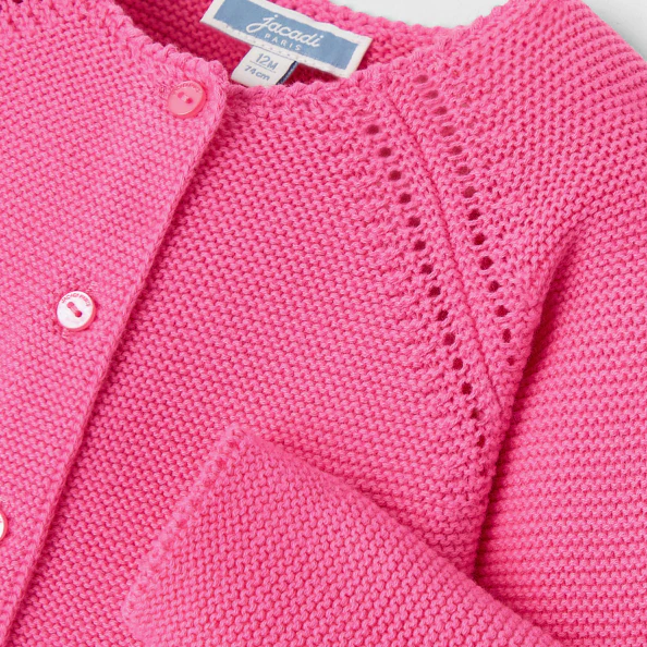 Cardigan bébé fille en point mousse