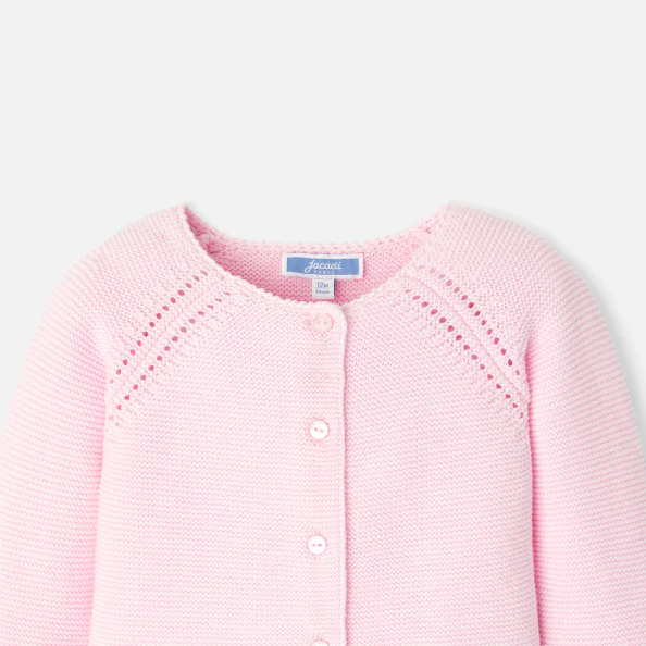 Cardigan bébé fille en point mousse