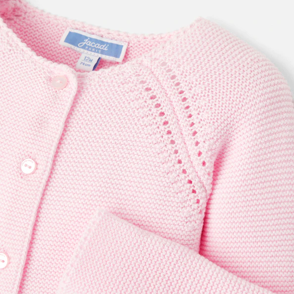 Cardigan bébé fille en point mousse