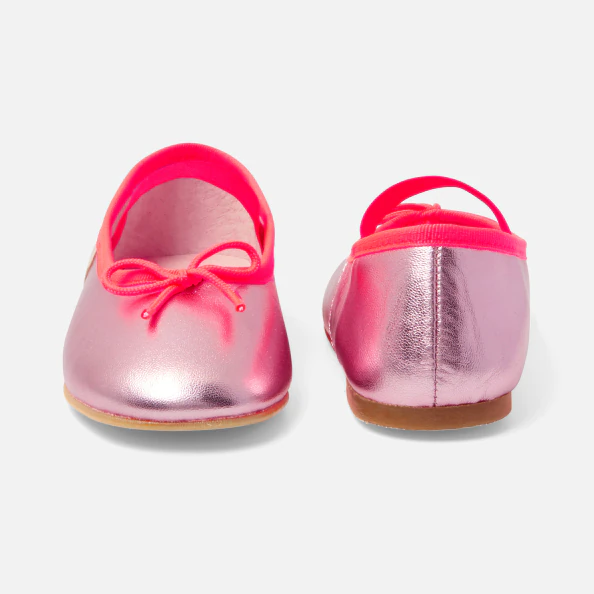 Ballerines en cuir métallisé