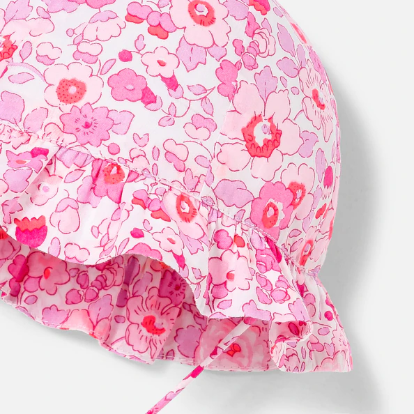 Chapeau bébé fille en tissu Liberty 