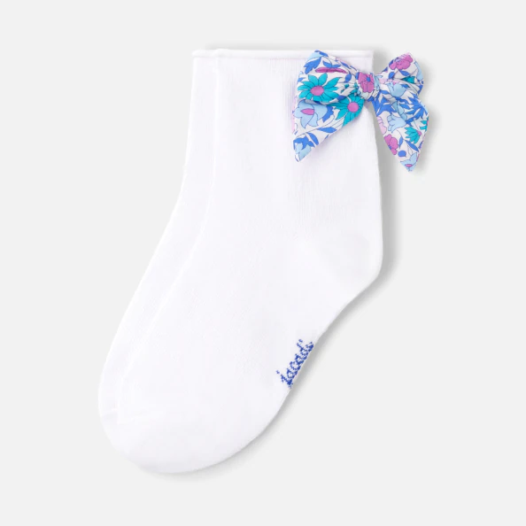 Chaussettes enfant fille nœud tissu Liberty