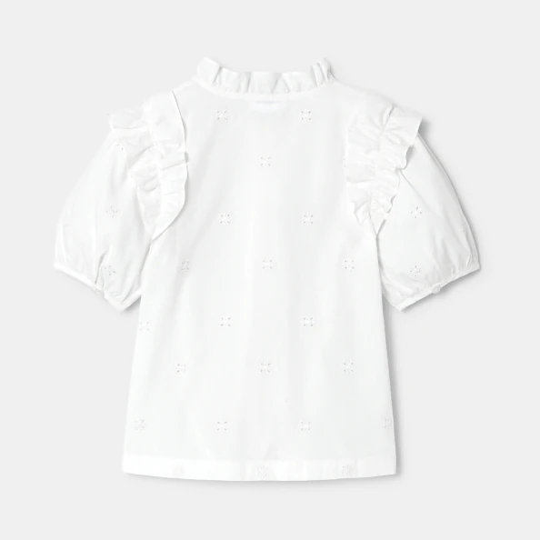 Blouse enfant fille à broderie anglaise