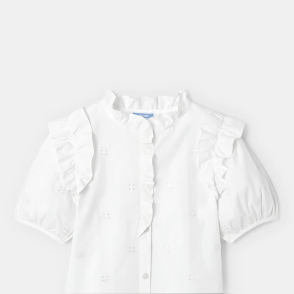 Blouse enfant fille à broderie anglaise