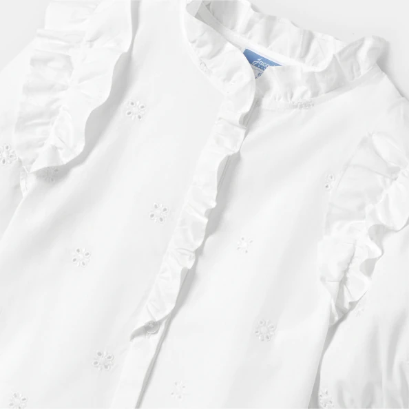 Blouse enfant fille à broderie anglaise