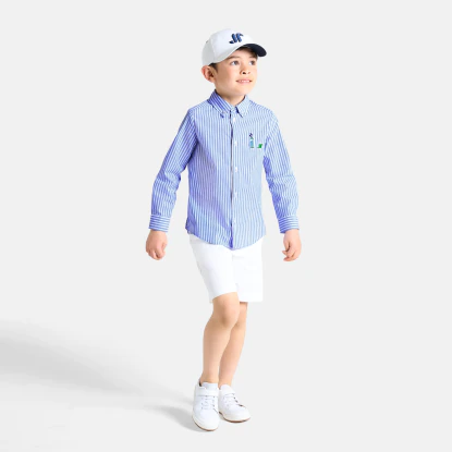 Chemise enfant garçon en popeline rayée