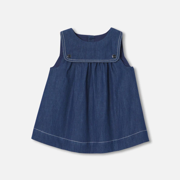 Robe chasuble bébé fille en denim léger