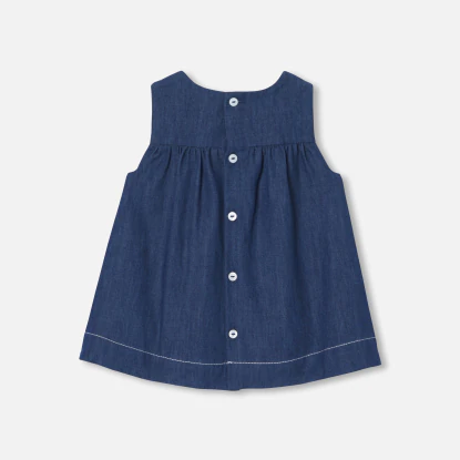 Robe chasuble bébé fille en denim léger