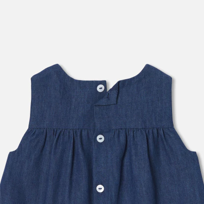 Robe chasuble bébé fille en denim léger