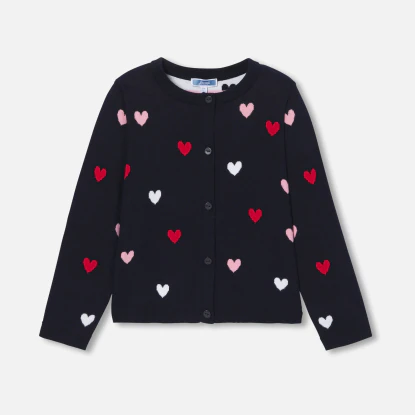 Cardigan enfant fille jacquard cœur