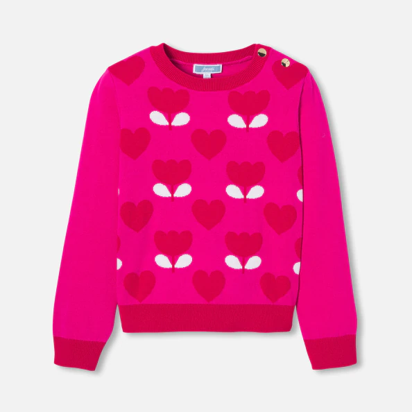 Pull enfant fille motif tulipe