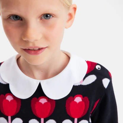 Pull enfant fille motif tulipe