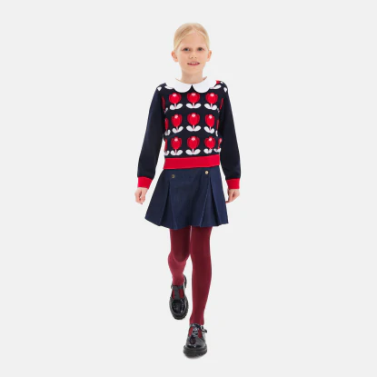 Pull enfant fille motif tulipe