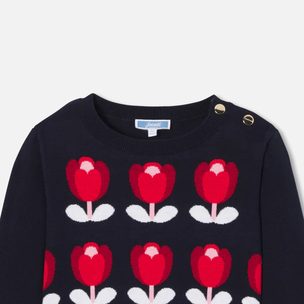 Pull enfant fille motif tulipe