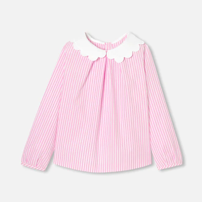 Blouse enfant fille en popeline rayée