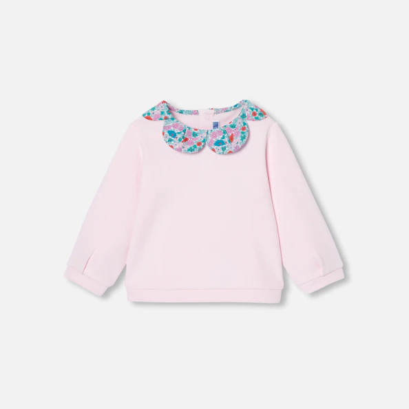 Sweat bébé fille à col Tissu Liberty