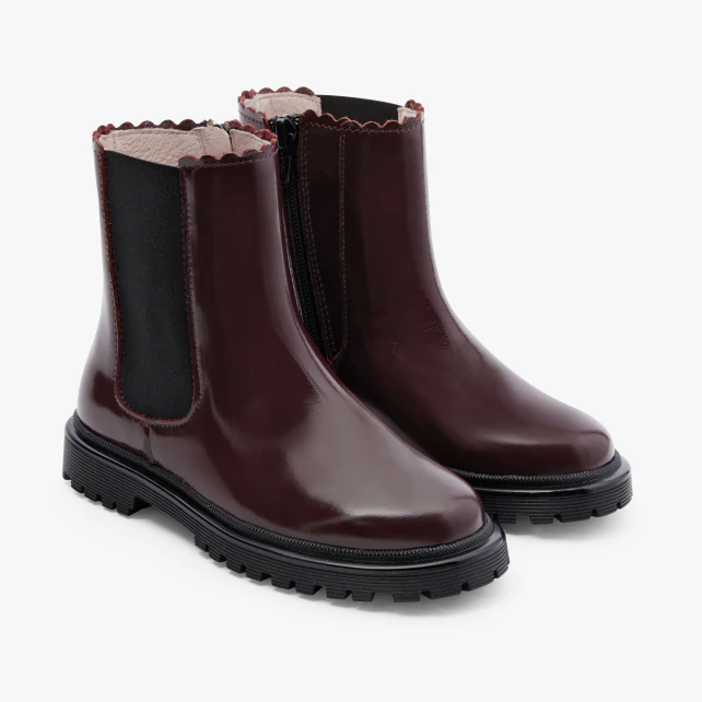 Chelsea boots enfant fille en cuir lisse