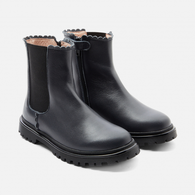 Chelsea boots enfant fille en cuir lisse