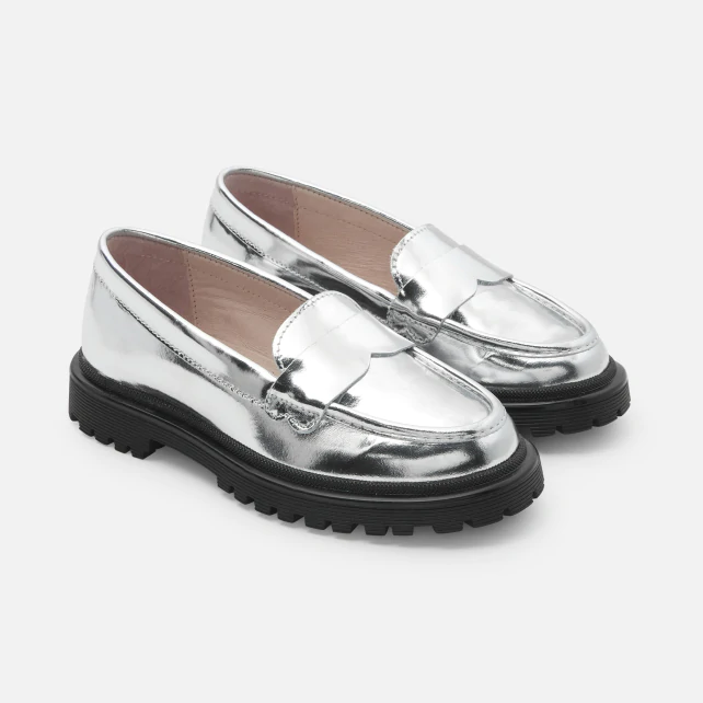 Mocassins enfant fille en cuir glacé