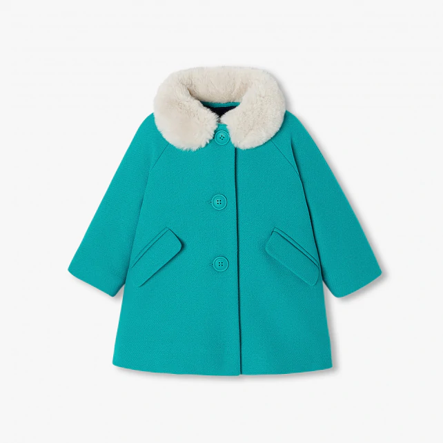 Manteau bébé fille en drap de laine