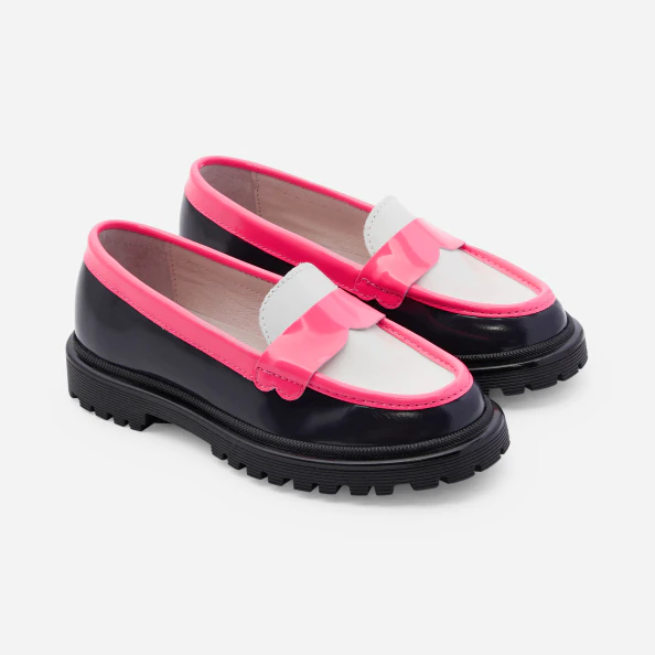 Mocassins enfant fille en cuir glacé