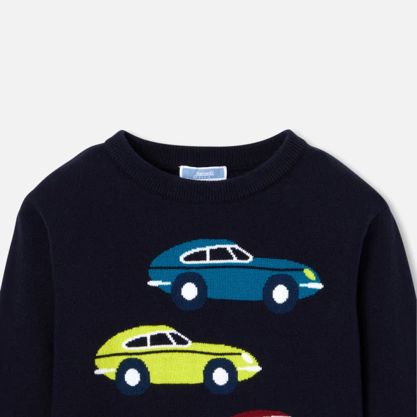 Pull enfant garçon intarsia voiture