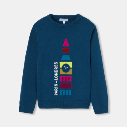 Pull enfant garçon en coton et laine