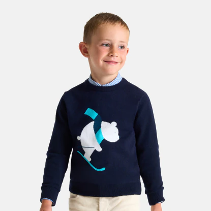 Pull enfant garçon motif ours